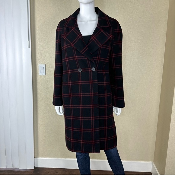 Maje Coat Sz 36 Plaid Wool Blend - Picture 1 of 16